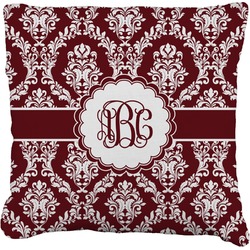 Maroon & White Faux-Linen Throw Pillow 16" (Personalized)