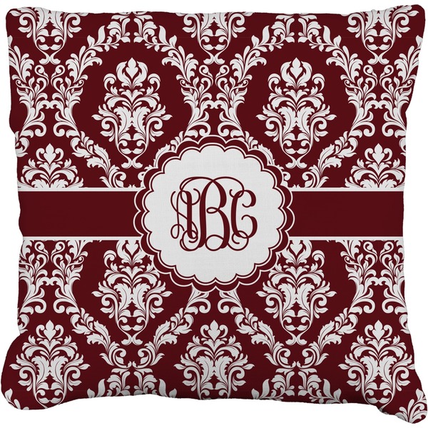 Custom Maroon & White Faux-Linen Throw Pillow 20" (Personalized)