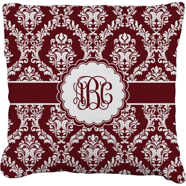 Custom Maroon & White Faux-Linen Throw Pillow 26" (Personalized)