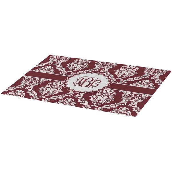 Maroon & White Burlap Placemat (Angle View)