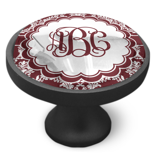 Maroon & White Cabinet Knob - Black - Side