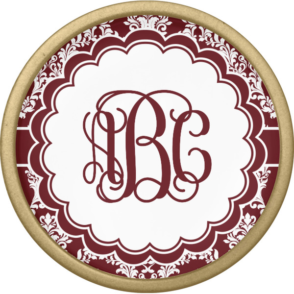 Maroon & White Cabinet Knob - Gold - Front