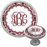 Maroon & White Cabinet Knob (Silver) (Personalized)