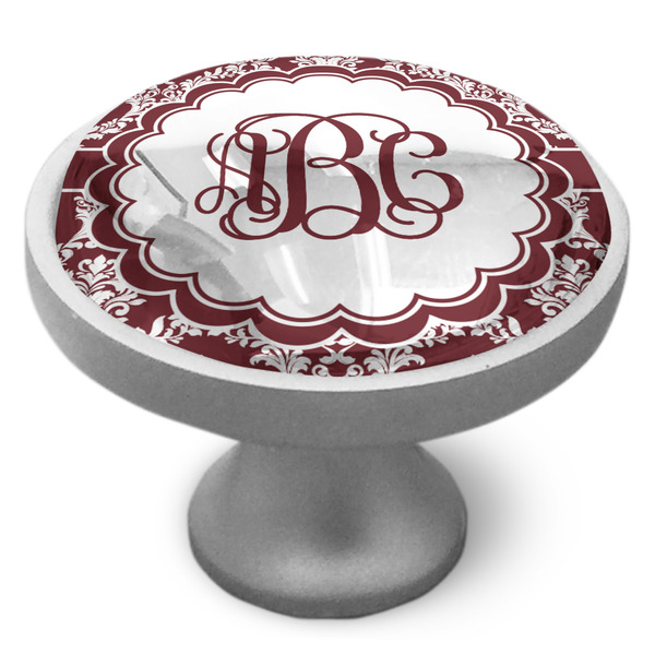 Maroon & White Cabinet Knob - Nickel - Side