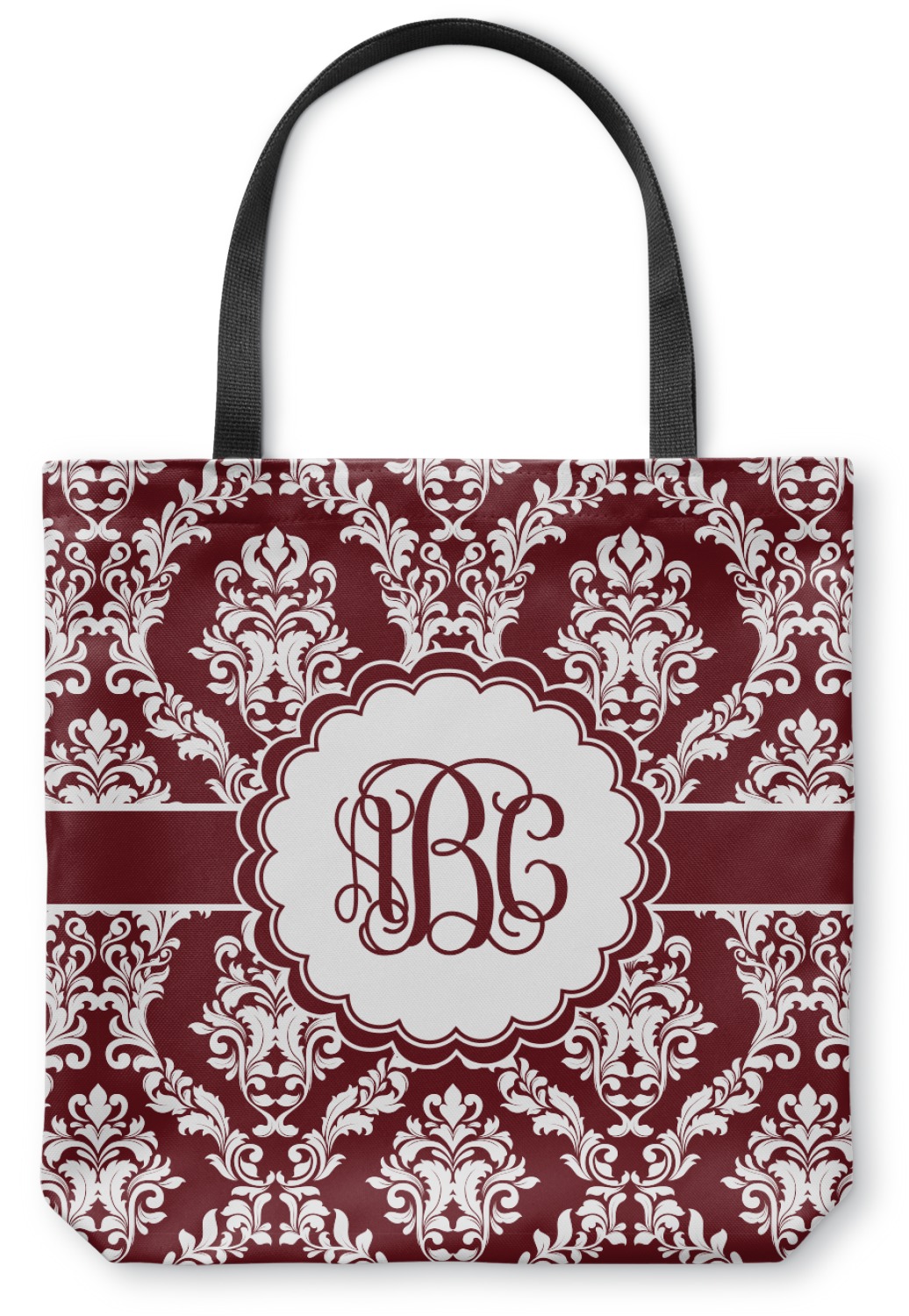 Maroon & White Canvas Tote Bag - Large - 18&quot;x18&quot; (Personalized) - YouCustomizeIt
