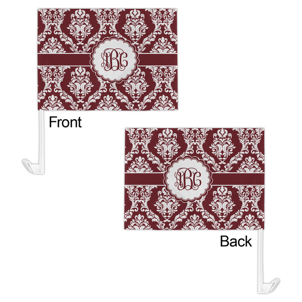 Maroon & White Car Flag - 11" x 8" - Front & Back View