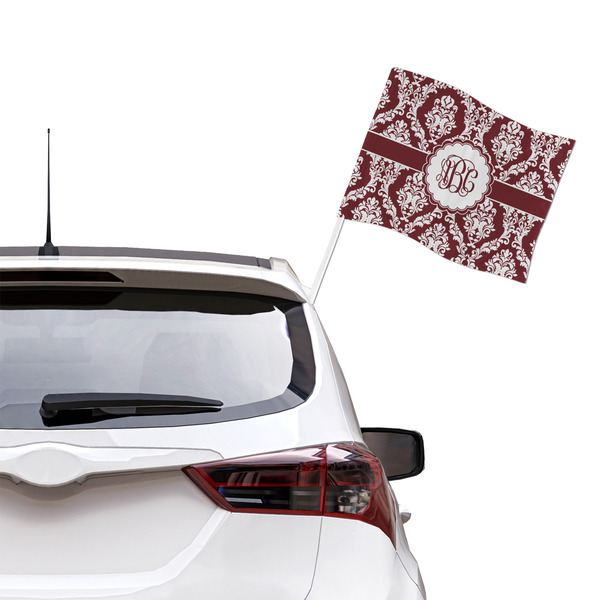 Maroon & White Car Flag - Large - LIFESTYLE