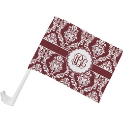 Maroon & White Car Flag - Small w/ Monogram