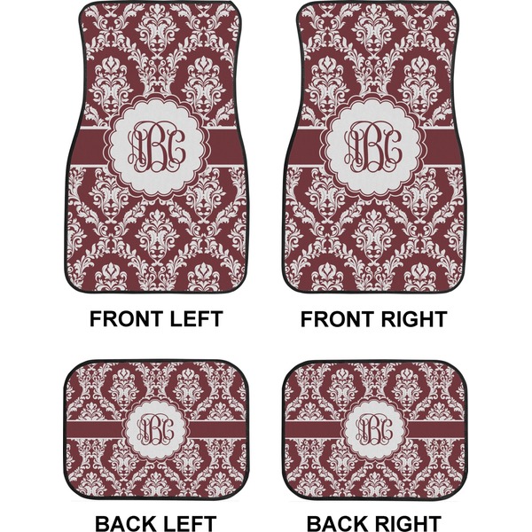 Maroon & White Car Floor Mats Set (2F + 2B)