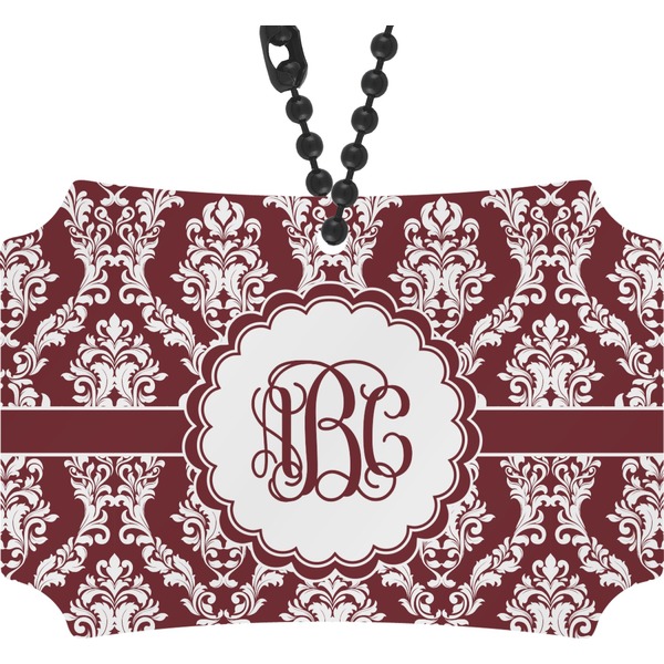 Custom Maroon & White Rear View Mirror Ornament (Personalized)