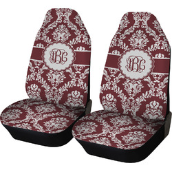 Maroon & White Car Seat Covers (Set of Two) (Personalized)