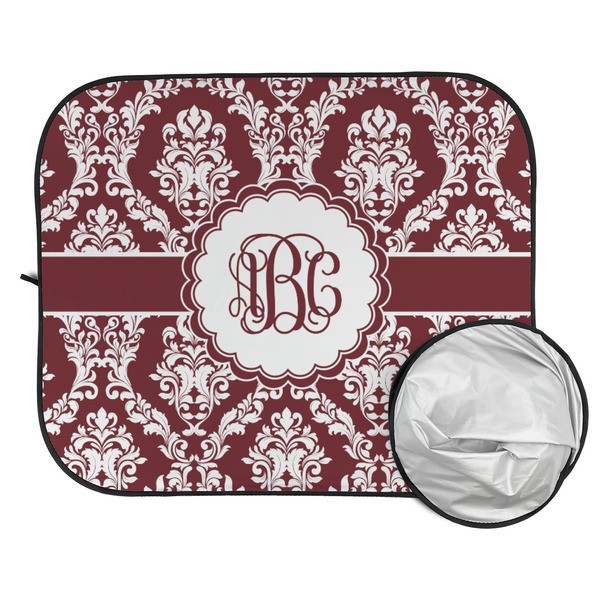 Maroon & White Car Sun Shades - FOLDED & UNFOLDED