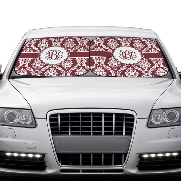 Maroon & White Car Sun Shades - IN CONTEXT