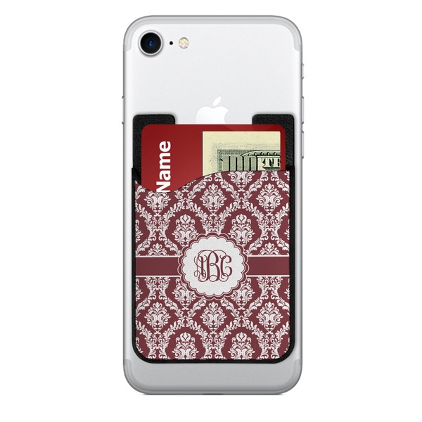 Custom Maroon & White 2-in-1 Cell Phone Credit Card Holder & Screen Cleaner (Personalized)