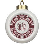 Maroon & White Ceramic Ball Ornament (Personalized)