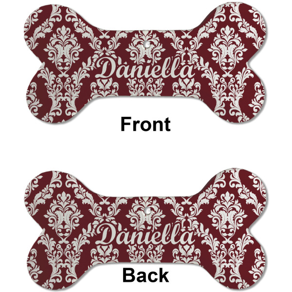 Maroon & White Ceramic Flat Ornament - Bone Front & Back (APPROVAL)