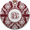 Maroon & White Ceramic Flat Ornament - Circle (Front)