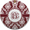 Maroon & White Round Ceramic Ornament w/ Monogram