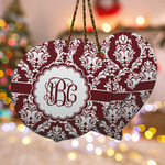 Maroon & White Ceramic Ornament w/ Monogram