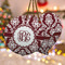 Maroon & White Ceramic Ornament w/ Monogram