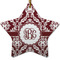 Maroon & White Ceramic Flat Ornament - Star (Front)