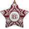 Maroon & White Star Ceramic Ornament w/ Monogram