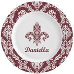 Maroon & White Ceramic Dinner Plates (Set of 4) (Personalized)
