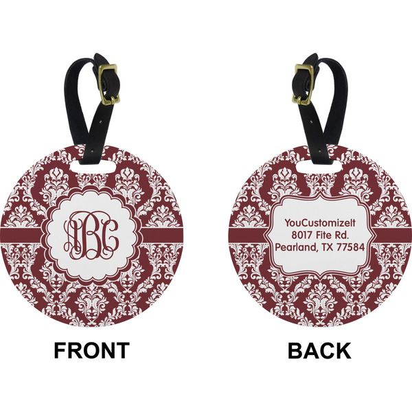 Maroon & White Circle Luggage Tag (Front + Back)