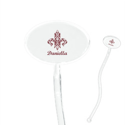 Maroon & White 7" Oval Plastic Stir Sticks - Clear (Personalized)