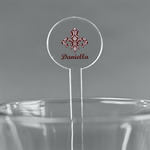 Maroon & White 5.5" Round Plastic Stir Sticks - Clear (Personalized)