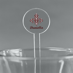 Maroon & White 5.5" Round Plastic Stir Sticks - Clear (Personalized)