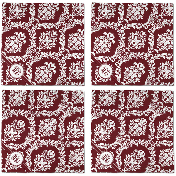 Maroon & White Cloth Napkins - Personalized Dinner (APPROVAL) Set of 4
