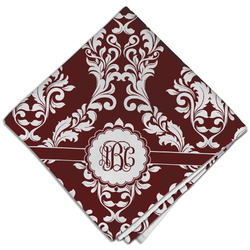 Maroon & White Cloth Dinner Napkin - Single w/ Monogram