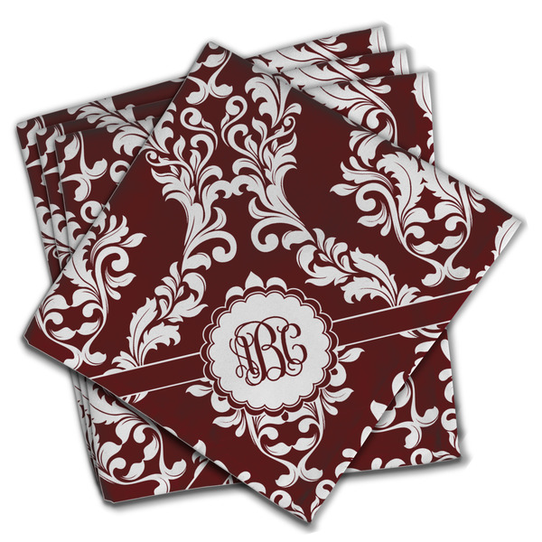 Custom Maroon & White Cloth Napkins (Set of 4) (Personalized)