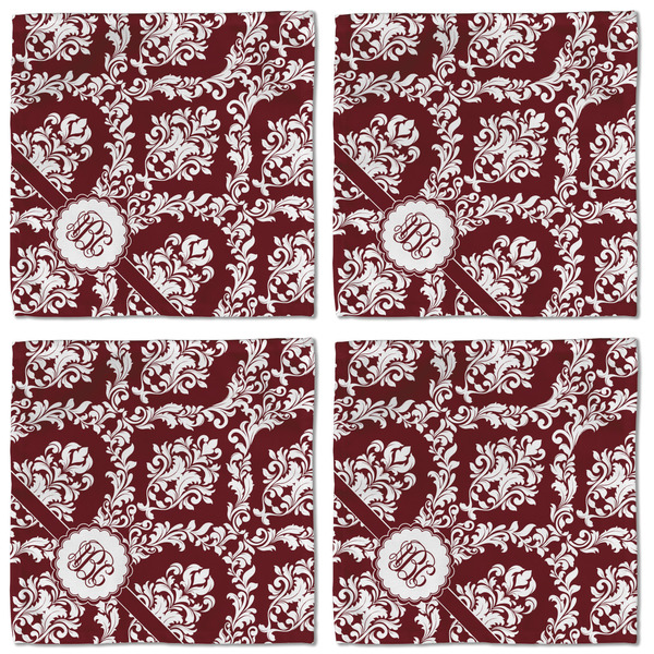 Maroon & White Cloth Napkins - Personalized Lunch (APPROVAL) Set of 4