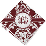 Maroon & White Cloth Cocktail Napkin - Single w/ Monogram