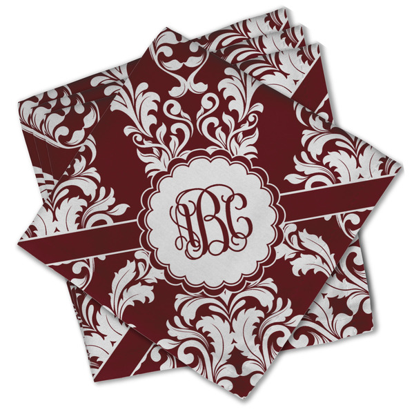 Maroon & White Cloth Napkins - Personalized Lunch (PARENT MAIN Set of 4)