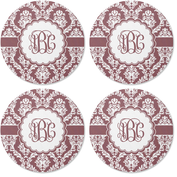 Maroon & White Coaster Round Rubber Back - Apvl