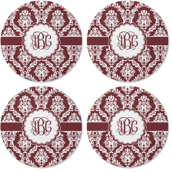 Maroon & White Coaster Round Rubber Back - Apvl