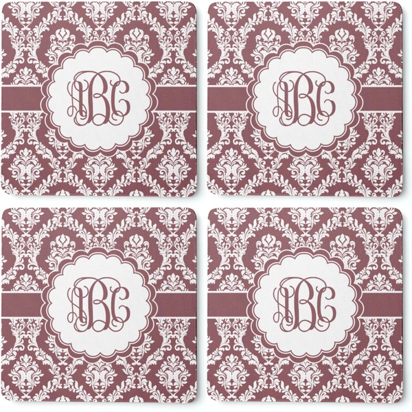 Maroon & White Coaster Rubber Back - Apvl