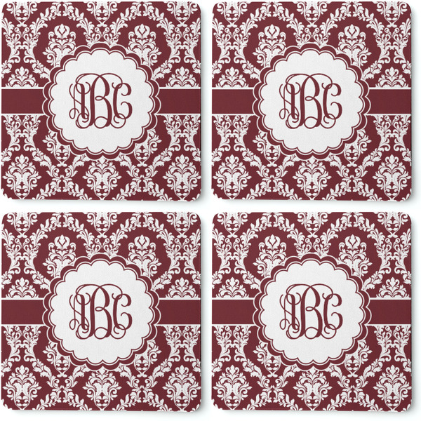 Maroon & White Coaster Rubber Back - Apvl