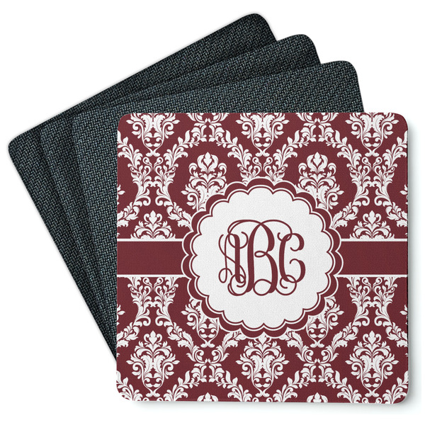 Maroon & White Coaster Rubber Back - Main