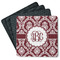 Maroon & White Square Rubber Backed Coasters - Set of 4 (Personalized)