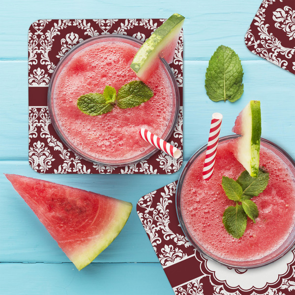 Maroon & White Coaster Set - LIFESTYLE