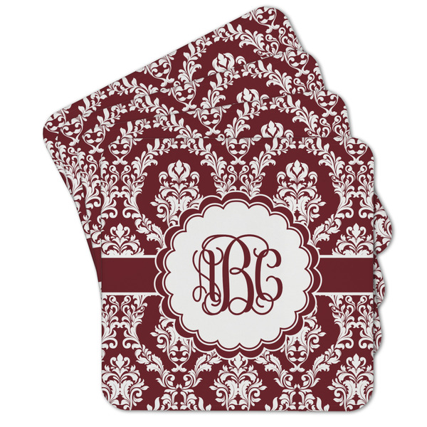 Custom Maroon & White Cork Coaster - Set of 4 w/ Monogram