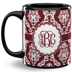 Maroon & White 11 Oz Coffee Mug - Black (Personalized)
