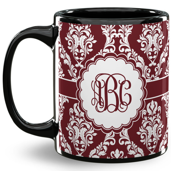 Custom Maroon & White 11 Oz Coffee Mug - Black (Personalized)