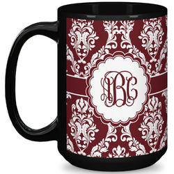 Maroon & White 15 Oz Coffee Mug - Black (Personalized)