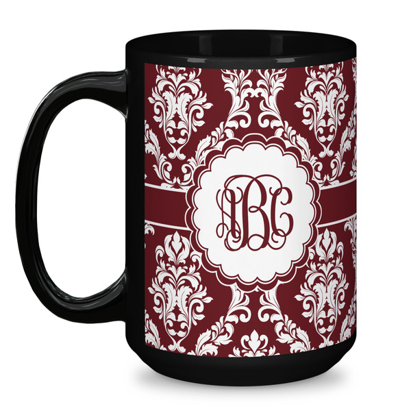 Maroon & White Coffee Mug - 15 oz - Black