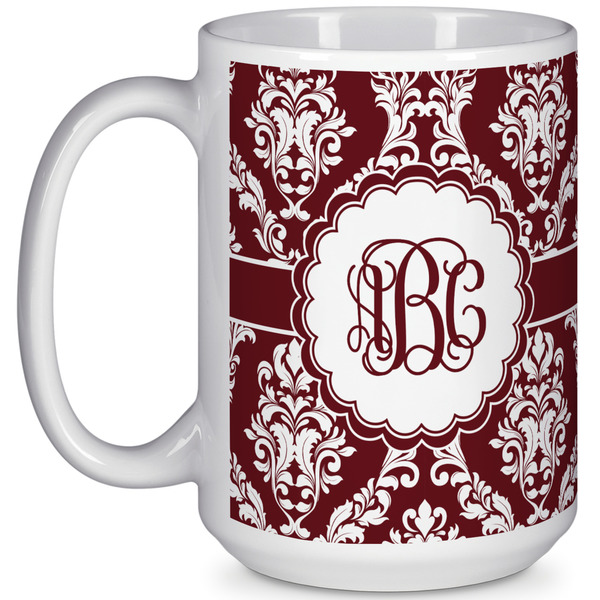 Custom Maroon & White 15 Oz Coffee Mug - White (Personalized)
